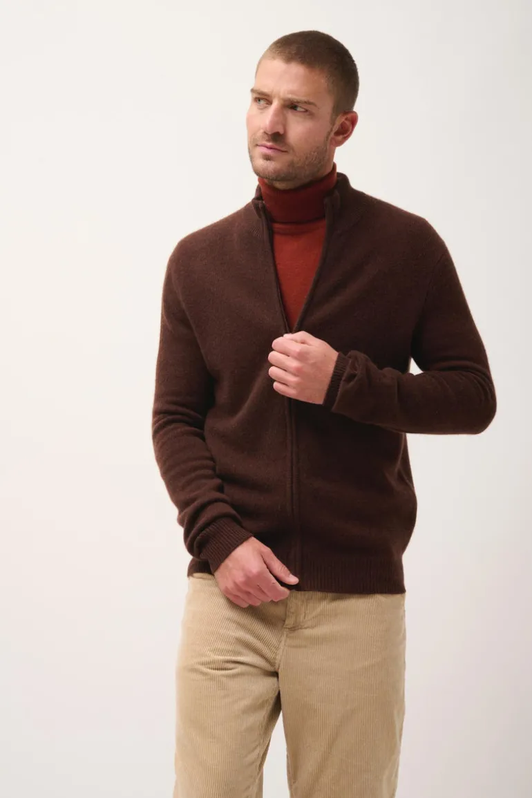 CHARLOTTE gilet col camionneur café