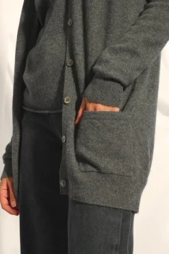 CHELSEA cardigan col v anthracite chiné