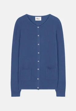 CHELSEA cardigan col v bleu denim