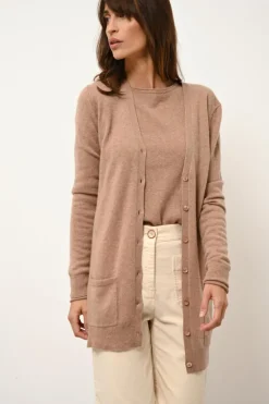 CHELSEA cardigan col v camel chiné