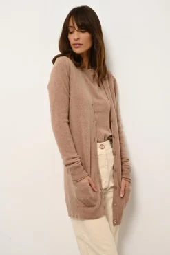 CHELSEA cardigan col v camel chiné