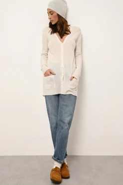 CHELSEA cardigan col v ivoire