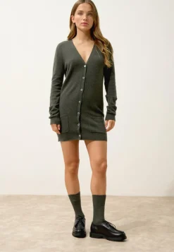 CHELSEA cardigan col v kaki chiné