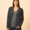 CHELSEA cardigan col v noir chiné