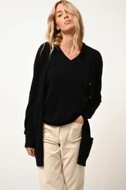 CHELSEA cardigan col v noir