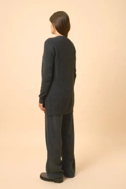 CHELSEA cardigan col v noir chiné