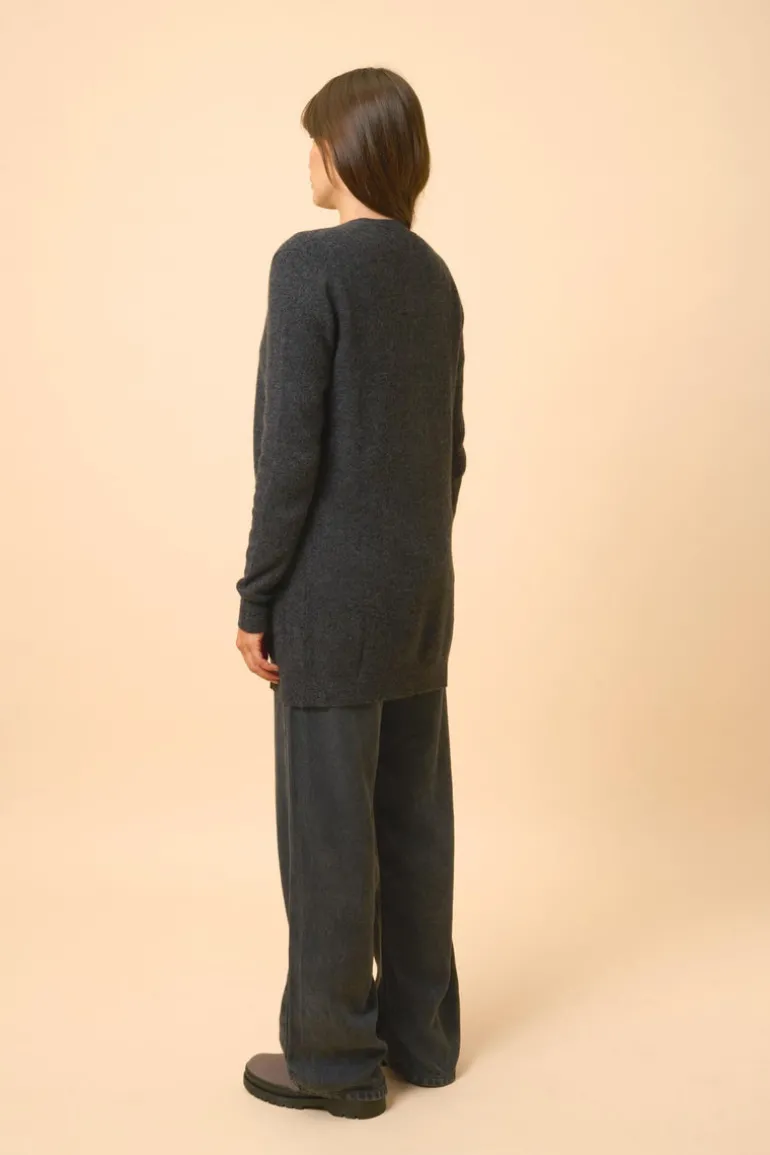 CHELSEA cardigan col v noir chiné