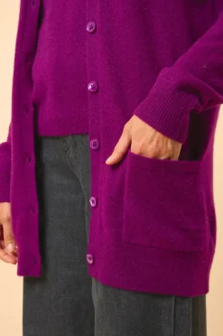 CHELSEA cardigan col v prune