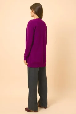 CHELSEA cardigan col v prune