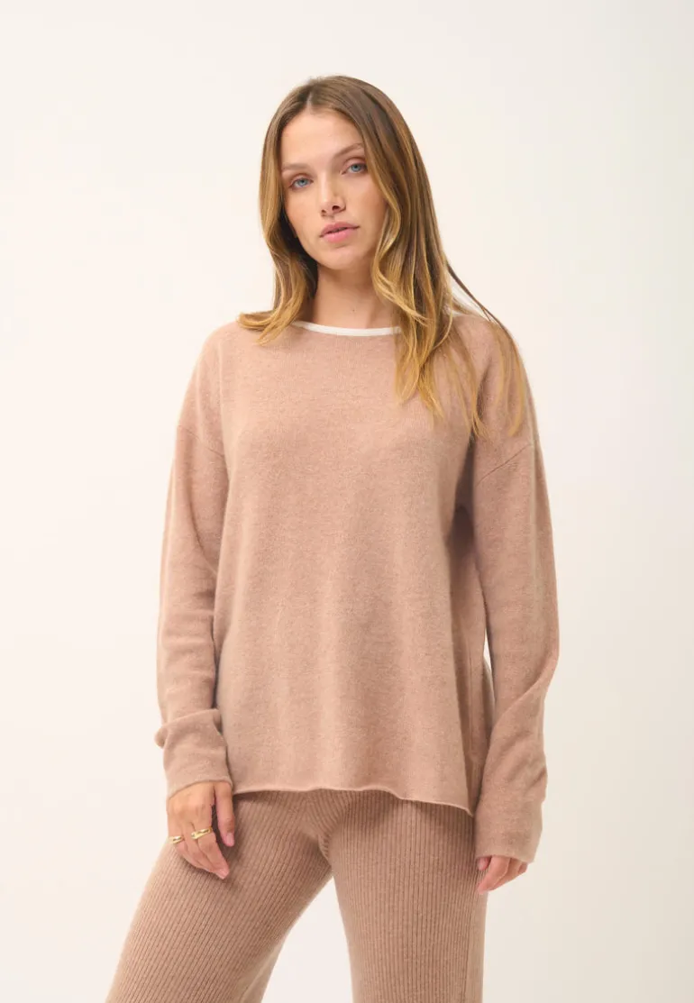 CLOLA pull col rond camel chiné