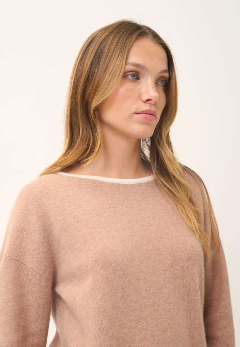 CLOLA pull col rond camel chiné
