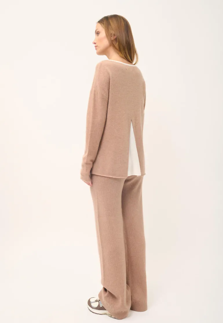 CLOLA pull col rond camel chiné