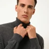 CONNOR pull col roulé anthracite chiné
