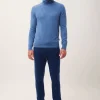 CONNOR pull col roulé bleu denim