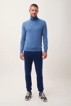 CONNOR pull col roulé bleu denim