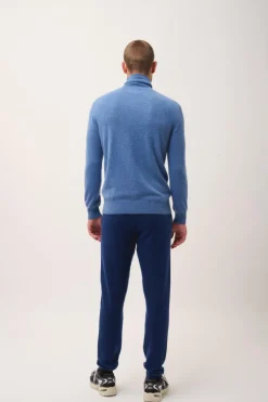 CONNOR pull col roulé bleu denim