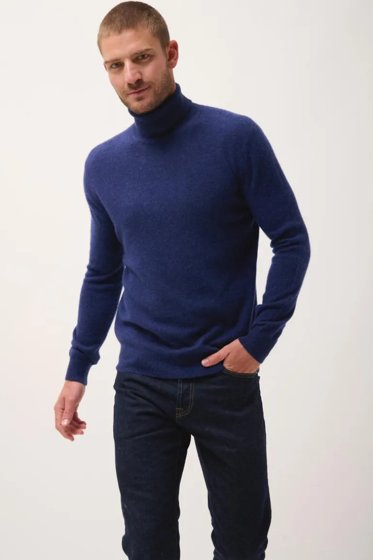 CONNOR pull col roulé bleu nuit