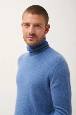 CONNOR pull col roulé bleu denim