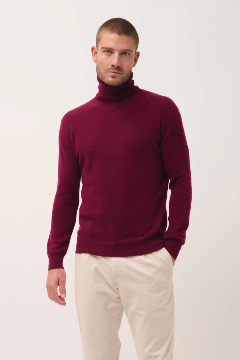 CONNOR pull col roulé bordeaux