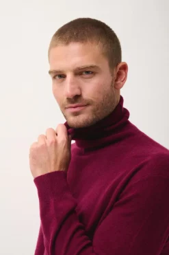 CONNOR pull col roulé bordeaux