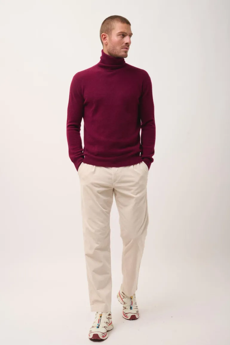 CONNOR pull col roulé bordeaux