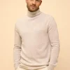 CONNOR pull col roulé gris perle chiné