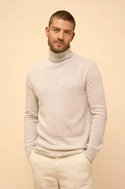 CONNOR pull col roulé gris perle chiné