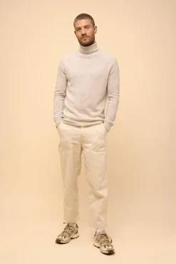 CONNOR pull col roulé gris perle chiné