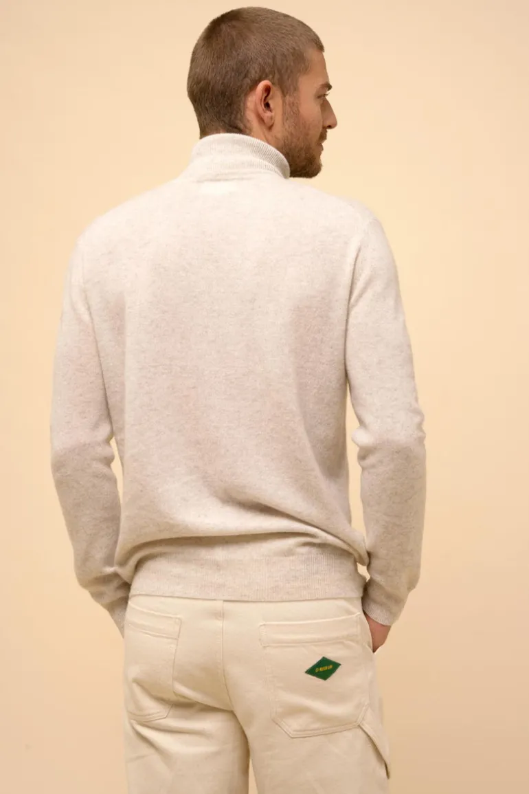 CONNOR pull col roulé gris perle chiné