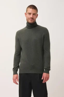 CONNOR pull col roulé kaki chiné