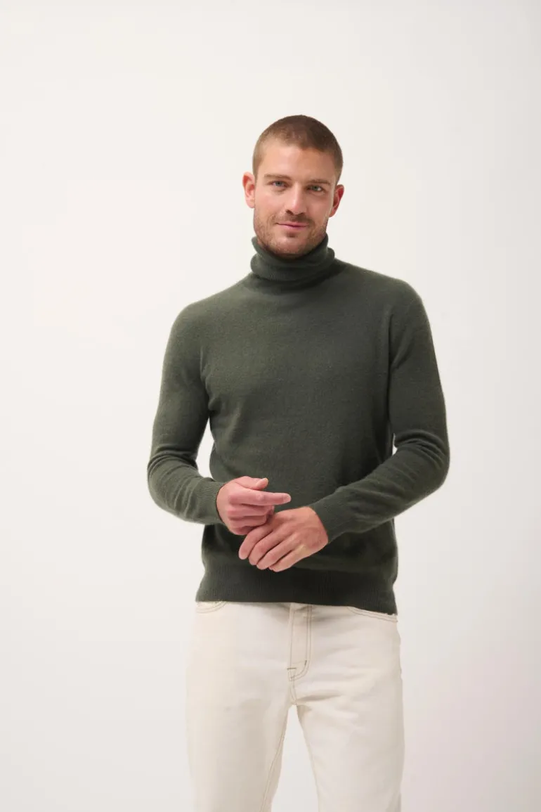 CONNOR pull col roulé kaki