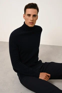 CONNOR pull col roulé navy
