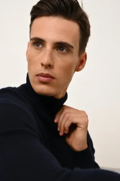 CONNOR pull col roulé navy