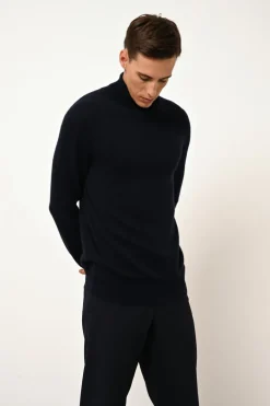 CONNOR pull col roulé navy