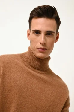 CONNOR pull col roulé noisette
