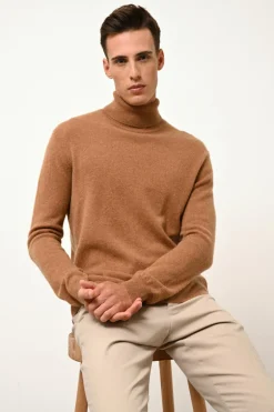 CONNOR pull col roulé noisette