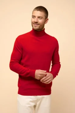 CONNOR pull col roulé rouge