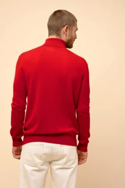 CONNOR pull col roulé rouge
