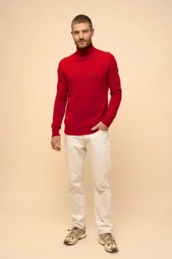 CONNOR pull col roulé rouge