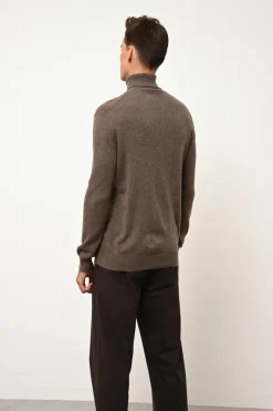 CONNOR pull col roulé taupe chiné