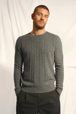 DARRI pull col rond anthracite chiné