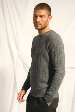 DARRI pull col rond anthracite chiné