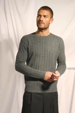 DARRI pull col rond anthracite chiné