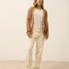 DEBBIE gilet col zippé capuche noisette
