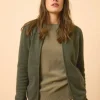 DEBBIE gilet col zippé capuche kaki