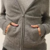 DEBBIE gilet col zippé capuche flanelle chiné