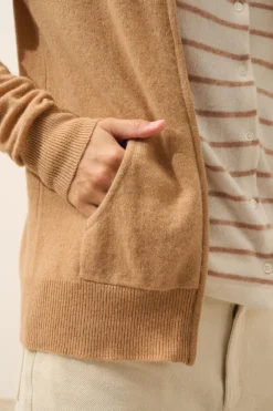 DEBBIE gilet col zippé capuche sahara