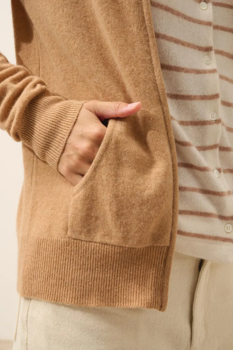 DEBBIE gilet col zippé capuche sahara