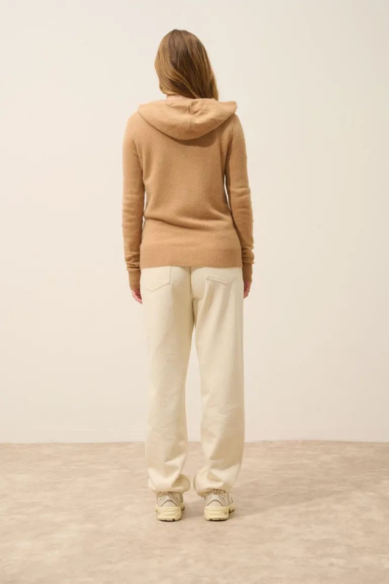 DEBBIE gilet col zippé capuche sahara
