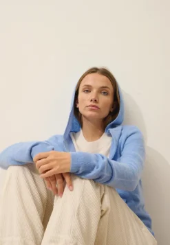 DEBBIE gilet col zippé capuche sky